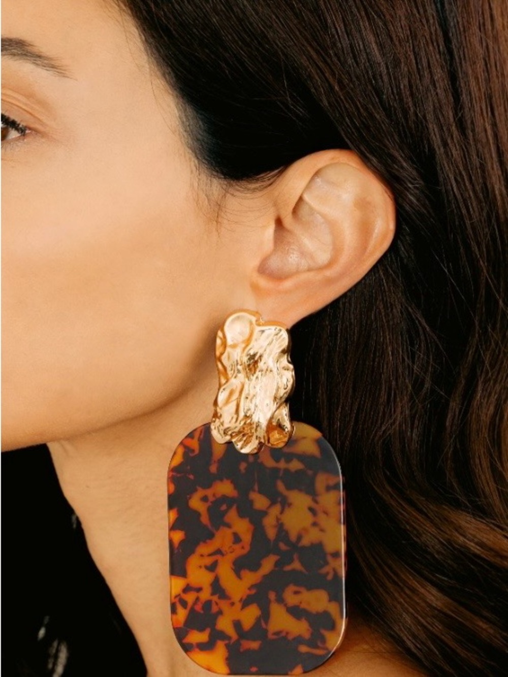 Gold & Tortoiseshell Drop Earrings by Jennifer & Company